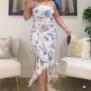 Blue and White Floral Maxi Dress